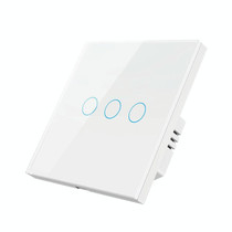 Tuya ZigBee Zero Firewire Touch Wall Remote Control Switch Light Control Voice Switch EU Plug, Style: 3 Gang (White)