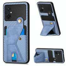 For Xiaomi Poco M5 4G Carbon Fiber Wallet Flip Card Holder Phone Case(Blue)