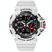 SMAEL 8043 Multifunctional Dual Display Shockproof Outdoor Waterproof Sports Quartz Watch(White)