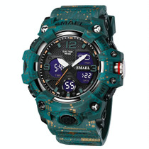 SMAEL 8008 Outdoor Waterproof Camouflage Sports Electronic Watch Luminous Multi-function Waist Watch(Camouflage Dark Green)