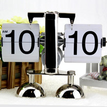 HY-F001 Auto-turning Balance-shaped Clock Home Decorative Flop Clock, Spec: Double (White)