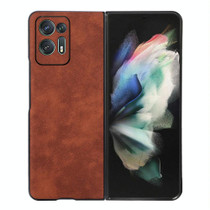 For OPPO Find N2 Morocco Texture PU Shockproof Phone Case(Brown)