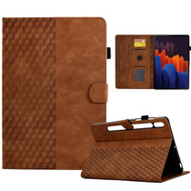 For Samsung Galaxy Tab S7 T870 / S8 X700 Rhombus Embossed Leather Smart Tablet Case(Brown)