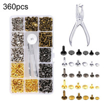 360pcs Copper Leather Hollow Cap Double-Sided Rivet Set With Punching Pliers