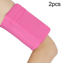 2pcs Outdoor Fitness Mobile Phone Arm Bag Sports Elastic Armbands(Rose Red)