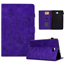 For Samsung Galaxy Tab A 10.1 2016 T580 Tower Embossed Leather Smart Tablet Case(Purple)