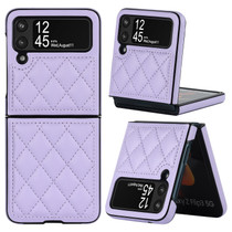 For Samsung Galaxy Z Flip4 Rhombic Microfiber Folding Phone Case(Purple)