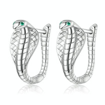 BSE728 Sterling Silver S925 White Gold Plated Zirconia Cobra Earrings