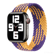 Nylon Single-turn Braided Watch Band For Apple Watch Ultra 49mm / Series 8&7 45mm / SE 2&6&SE&5&4 44mm / 3&2&1 42mm, Length:135mm(Purple+Orange)