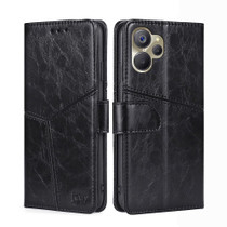 For Realme 9i 5G Global/10 5G Geometric Stitching Horizontal Flip Leather Phone Case(Black)