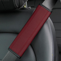 Fiber Leather Embossed Car Seat Belt Shoulder Cover Protector 6.5X23cm(Wine Red)