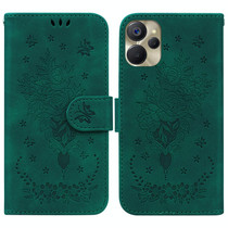 For Realme 9i 5G Butterfly Rose Embossed Leather Phone Case(Green)