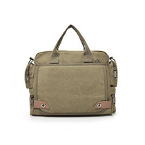 DJ05 Outdoor Canvas Waterproof Handbag Laptop Single-shoulder Bag(Khaki)