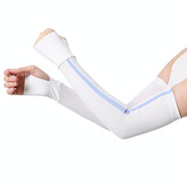 1 Pair Sunscreen Ice Silk Sleeves Outdoor Cycling Driving UV Protection Sleeves, Size: L(White+Blue)