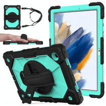 For Samsung Galaxy Tab A8 10.5 2021 X200 Contrast Color Robot Silicone + PC Tablet Case(Black+Mint)