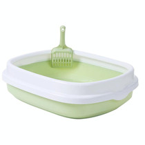 Semi-enclosed Cat Litter Box Cat Toilet With Cat Litter Shovel, Specification: S(Green)