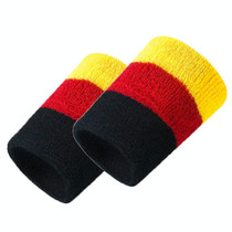 2PCS Basketball Badminton Tennis Running Fitness Towel Sweat-absorbent Sports Wrist(Black Red Yellow)