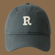 Large Cap Size Duck Tongue Hat R Labeled Letter Soft Top Baseball Caps(Dark Gary)