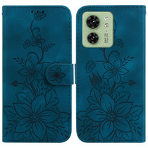 For Motorola Edge 40 Lily Embossed Leather Phone Case(Dark Blue)