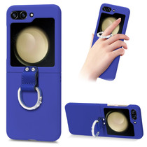 For Samsung Galaxy Z Flip5 5G Skin Diamond-encrusted Ring Holder Phone Case(Dark Blue)