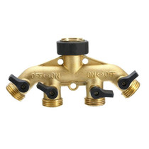 Garden Watering Agricultural Irrigation Family Car Wash Faucet Copper 4-way Ball Valve Water Divider(European Thread)