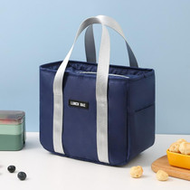 Portable Insulation Bag Waterproof Small Meal Bag Aluminum Foil Thickened Lunch Bag(Navy)