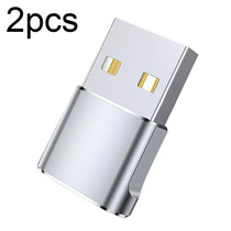 WH-7659 2pcs USB 2.0 Male to USB-C / Type-C Female Adapter, Support Charging & Transmission Data(Silver)