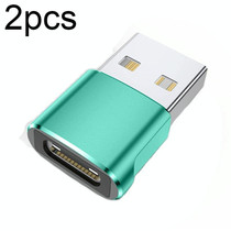 WH-7659 2pcs USB 2.0 Male to USB-C / Type-C Female Adapter, Support Charging & Transmission Data(Green)