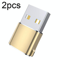 WH-7659 2pcs USB 2.0 Male to USB-C / Type-C Female Adapter, Support Charging & Transmission Data(Gold)