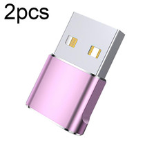 WH-7659 2pcs USB 2.0 Male to USB-C / Type-C Female Adapter, Support Charging & Transmission Data(Pink)