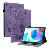 For Realme Pad 10.4 / Pad 5G 10.4 Butterfly Rose Embossed Leather Tablet Case(Purple)