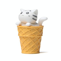 Gourmet Series Ice Cream Cat Ornament Doll Micro Landscape Gardening Decoration(White Cat)