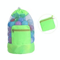 Double Shoulder Mesh Backpack Toy Storage Beach Bag For Children(Green)