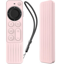 For Apple TV Siri Remote 2/3 AhaStyle PT166 Remote Controller Silicone Protective Case Striped Non-Slip Anti-Drop Cover(Pink)