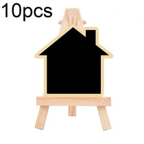 10pcs Small Party Shop Message Blackboard Ornaments Pine Tripod Decorative Message Board(House)