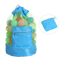 Double Shoulder Mesh Backpack Toy Storage Beach Bag For Children(Blue)