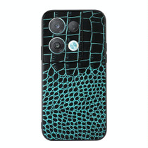 For OPPO Reno8 Pro+ 5G China / 8 Pro 5G Foreign Crocodile Top Layer Cowhide Leather Phone Case(Cyan Blue)