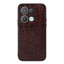 For OPPO Reno8 Pro+ 5G China / 8 Pro 5G Foreign Crocodile Top Layer Cowhide Leather Phone Case(Coffee)