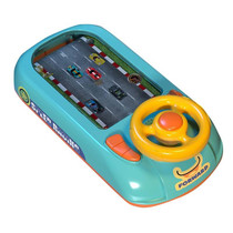 Children Steering Wheel Simulation Driving Toy Educational Electric Desktop Game Machine, Style: Battery Edition (Green)