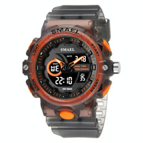 SMAEL 8081 Multifunctional Waterproof Luminous Numeric Digital Dual Display Outdoor Sports Watch(Gray Orange)