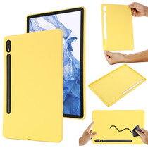 For Samsung Galaxy Tab S8 Ultra Pure Color Liquid Silicone Shockproof Tablet Case(Yellow)