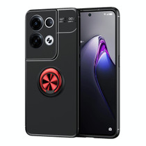 For OPPO Reno8 Pro+ Metal Ring Holder 360 Degree Rotating TPU Phone Case(Black+Red)