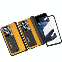 For OPPO Find N2 Integrated Napa Pattern All-inclusive Magnetic Phone Case with Hinge(Yellow)