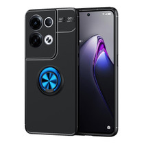 For OPPO Reno8 Pro+ Metal Ring Holder 360 Degree Rotating TPU Phone Case(Black+Blue)