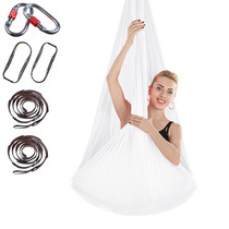 Indoor Anti-gravity Yoga Knot-free Aerial Yoga Hammock with Buckle / Extension Strap, Size: 400x280cm(White)