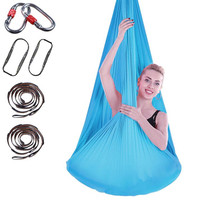 Indoor Anti-gravity Yoga Knot-free Aerial Yoga Hammock with Buckle / Extension Strap, Size: 400x280cm(Sky Blue)