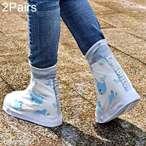 2 Pairs 905-A Children Rainy Day Cartoon Pattern Waterproof Shoe Cover(Blue Whale M)