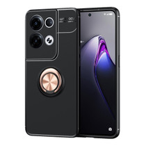 For OPPO Reno8 Pro+ Metal Ring Holder 360 Degree Rotating TPU Phone Case(Black+Rose Gold)