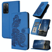 For OPPO A55 Datura Flower Embossed Flip Leather Phone Case(Blue)