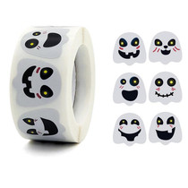 Halloween Ghost Emoji Stickers Children Gift Decoration Food Sealing Stickers, Size: 25x25mm(K-128)